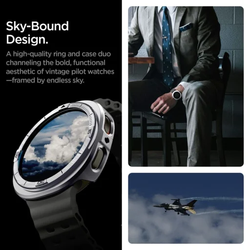 Samsung Galaxy Watch 8 (44 mm) Spigen Bezel Tune Pro Pilot ezüst tok - 13