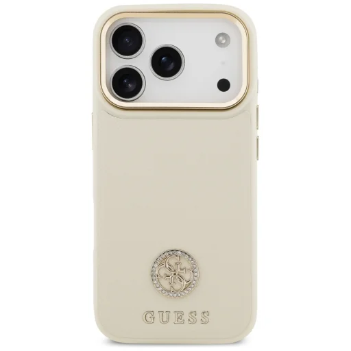 iPhone 17 Pro Guess - Grained Strass Logo MagSafe (GUHMP17LPGCRMDEE) - Bézs tok - 2