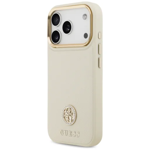 iPhone 17 Pro Guess - Grained Strass Logo MagSafe (GUHMP17LPGCRMDEE) - Bézs tok - 6