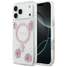 iPhone 17 Pro Max Guess - Resin Flowers and Glitter MagSafe (GUHMP17XRBFGFGMP) - Pink tok