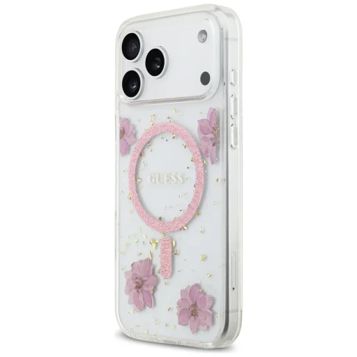 iPhone 17 Pro Max Guess - Resin Flowers and Glitter MagSafe (GUHMP17XRBFGFGMP) - Pink tok - 5
