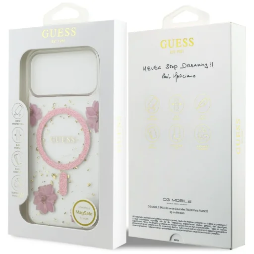 iPhone 17 Pro Max Guess - Resin Flowers and Glitter MagSafe (GUHMP17XRBFGFGMP) - Pink tok - 7