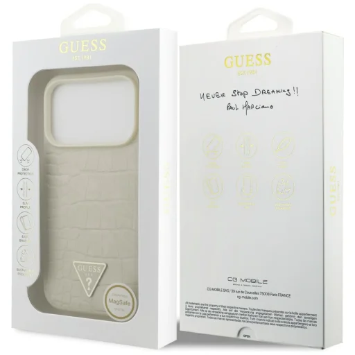 iPhone 17 Pro Guess - Croco Triangle Logo MagSafe (GUHMP17LPCRTHCD) - Arany tok - 7