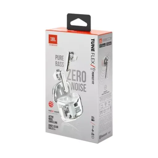 JBL Tune Flex Ghost Edition TWS Bluetooth Vezeték Nélküli Fülhallgató Szellem Fehér EU - 1