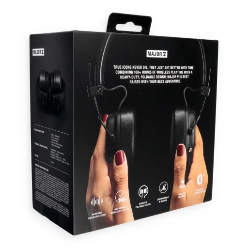 Marshall Major V Bluetooth Bezdrôtové slúchadlá na uši čierne - 5