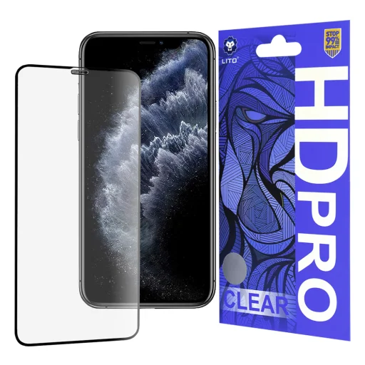 iPhone 11 Pro Max Lito - HD Pro Clear - Fekete üvegfólia - 1