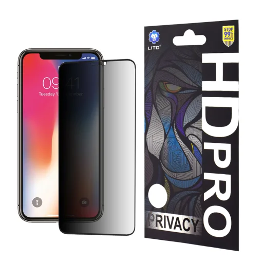 iPhone X / iPhone XS / iPhone 11 Pro Lito HD Pro Privacy Fekete üvegfólia - 1