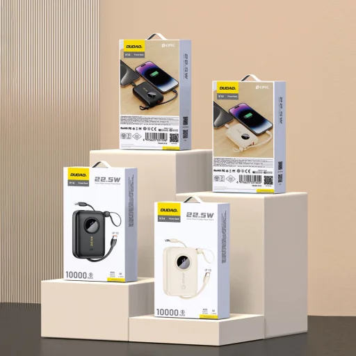 Dudao K14 10000mAh power bank with USB-C / Lightning cables - black - 4