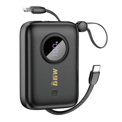 Dudao K14 10000mAh power bank with USB-C / Lightning cables - black - 1