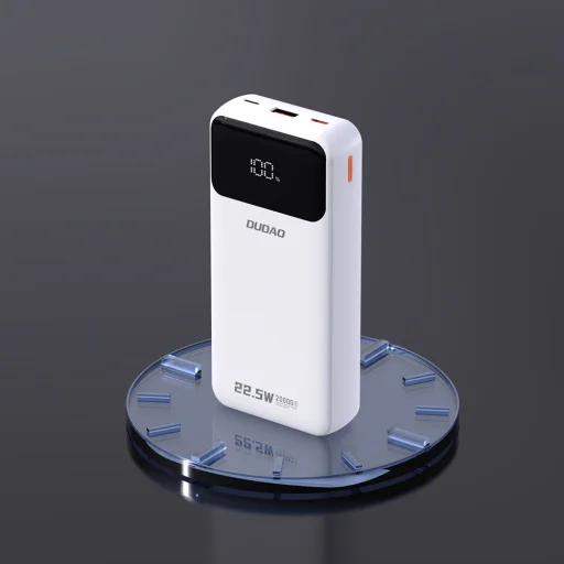 Dudao K15Pro Power Bank 20000mAh 22.5W PD USB-C / USB-A / Beépített Lightning és USB-C kábelek - Fehér - 6