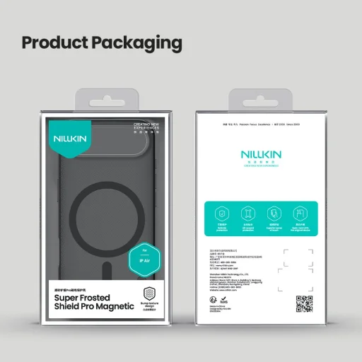 Apple iPhone 17 Air Átlátszó Fekete Nillkin Super Frosted PRO Mágneses Hátlapi tok - 9