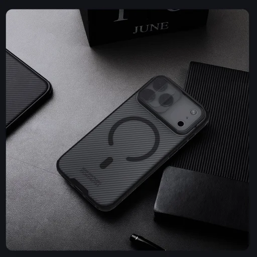 Apple iPhone 17 Pro Max Átlátszó Fekete Nillkin CamShield PRO Mágneses Kemény Tok magsafe - 9