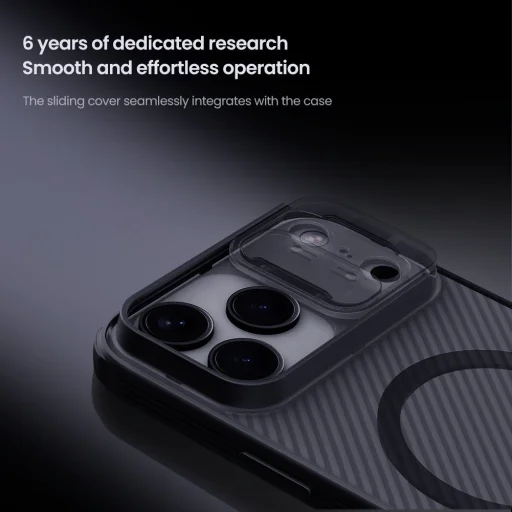 Apple iPhone 17 Pro Max Átlátszó Fekete Nillkin CamShield PRO Mágneses Kemény Tok magsafe - 4