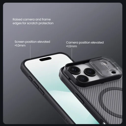 Apple iPhone 17 Pro Max Átlátszó Fekete Nillkin CamShield PRO Mágneses Kemény Tok magsafe - 5