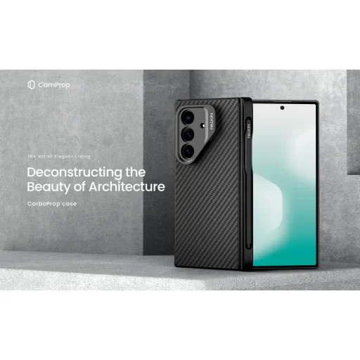 Samsung Galaxy Z Fold 7 Fekete Nillkin CarboProp Aramid Mágneses Tolltartó Tok - 3