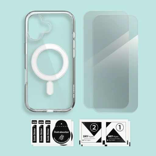 iPhone 17 Magsafe tok + üvegfólia 2db 9H 2.5D HD 0.33mm Alphajack - 2