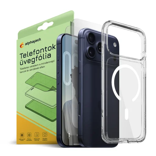 iPhone 17 Pro Magsafe tok + üvegfólia 2db 9H 2.5D HD 0.33mm Alphajack - 1