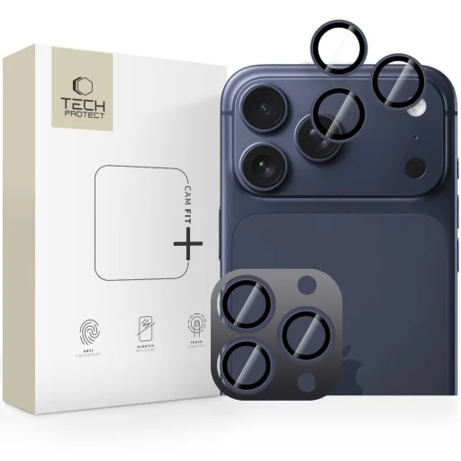 iPhone 14/15/16/17 Pro/Max Tech-protect Camring Fit+ kameravédő üvegfólia - Mélykék - 1