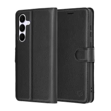 Samsung Galaxy S25 FE Fekete Techsuit - Leather Folio tok