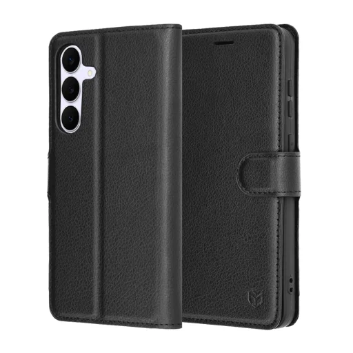 Samsung Galaxy S25 FE Fekete Techsuit - Leather Folio tok - 1