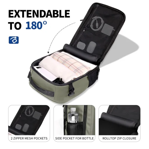 TECH-PROTECT DEFENDER S50 RYANAIR & WIZZAIR UTAZÁSI LAPTOP KABIN HÁTIZSÁK 20L 40x20x25 OLÍVAZÖLD - 6