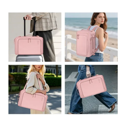 Tech-Protect Defender S50 Ryanair & Wizzair utazó laptop kézipoggyász hátizsák 20L 40x20x25 poros rózsaszín - 8