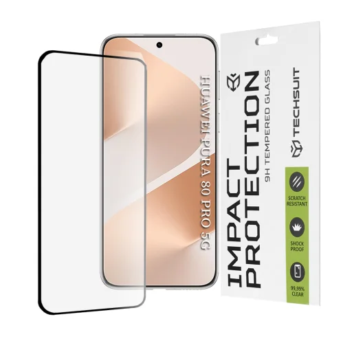 Huawei Pura 80 Pro Techsuit - 111D Full Cover / Full Glue Glass - Fekete üvegfólia - 1