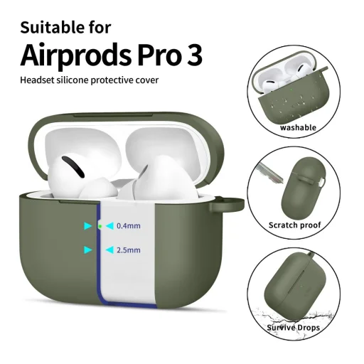 Apple AirPods Pro 3 Tech-protect Silicone Hook Olíva Zöld tok - 4