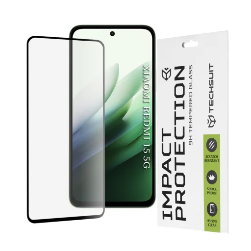 Xiaomi Redmi 15 4G Fekete Techsuit - 111D Teljes Borítású / Teljes Ragasztású Üveg üvegfólia - 1