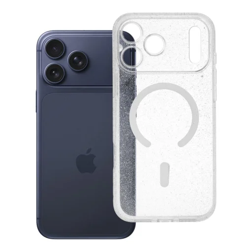 Puzdro pre iPhone 17 Pro Max CLEAR MAG COVER s ochranou kamery, kompatibilné s technológiou MagSafe, priehľadné, trblietavé - 4