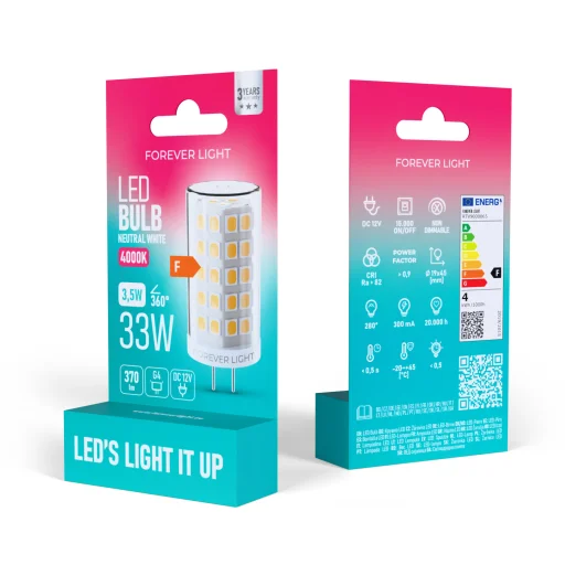 Forever Light LED Izzó G4 3.5W 370lm 4000K 12V osztály F - 2