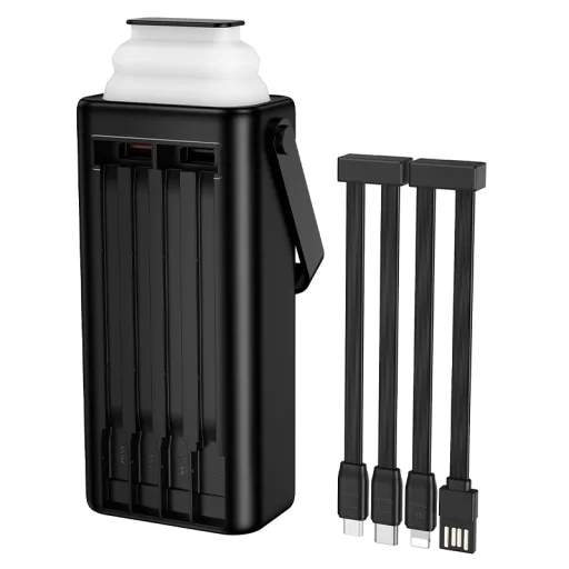 Borofone Power Bank 30000mAh BJ65 High - 2xUSB + Type C - QC 3.0 22,5W + PD 20W with USB, Type C, Lightning and micro USB black - 6