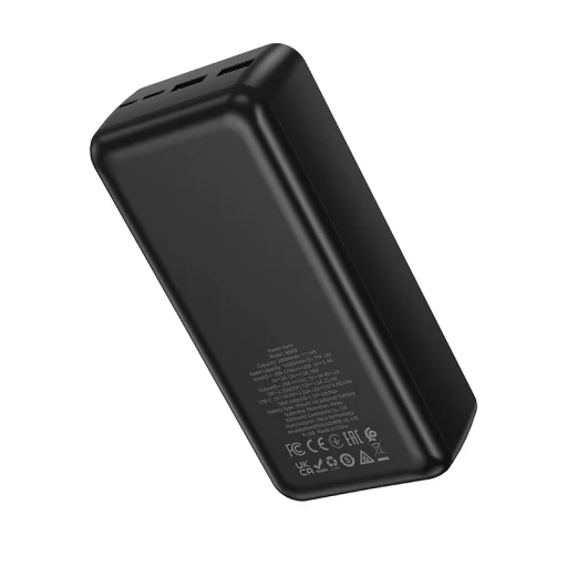 Borofone Power Bank 30000mAh BJ80B Clever - 2xUSB + Type C - QC 3.0 22,5W PD 20W fekete - 3