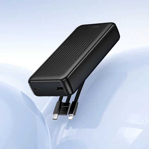 Borofone Power Bank 20000mAh BJ79A Clever - USB - Type C és Lightning kábelekkel fekete - 4