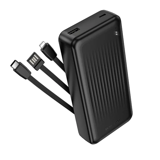 Borofone Power Bank 20000mAh BJ79A Clever - USB - Type C és Lightning kábelekkel fekete - 1