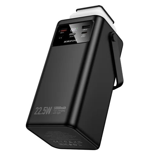 Borofone Power Bank 50000mAh BJ65A High - 2xUSB + Type C - QC 3.0 22,5W + PD 20W with USB, Type C, Lightning and micro USB black - 4