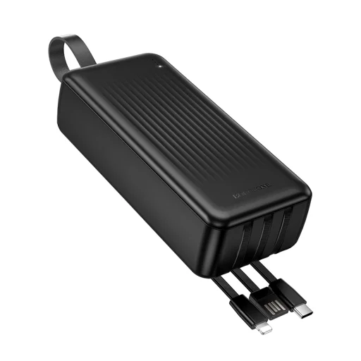 Borofone Power Bank 30000mAh BJ79B Clever - USB - Type C és Lightning kábelekkel fekete - 3