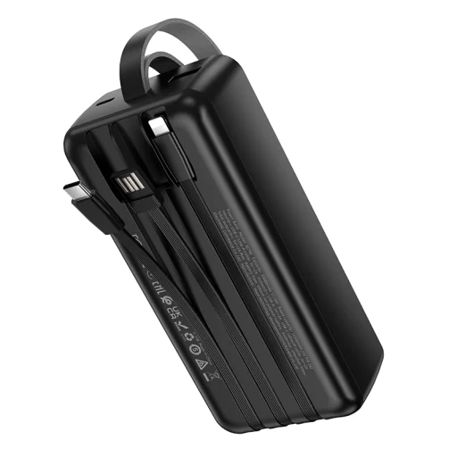 Borofone Power Bank 30000mAh BJ79B Clever - USB - Type C és Lightning kábelekkel fekete - 6