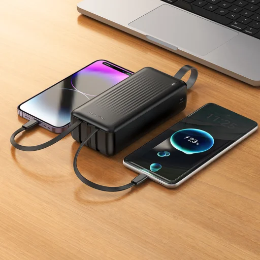 Borofone Power Bank 30000mAh BJ79B Clever - USB - Type C és Lightning kábelekkel fekete - 7