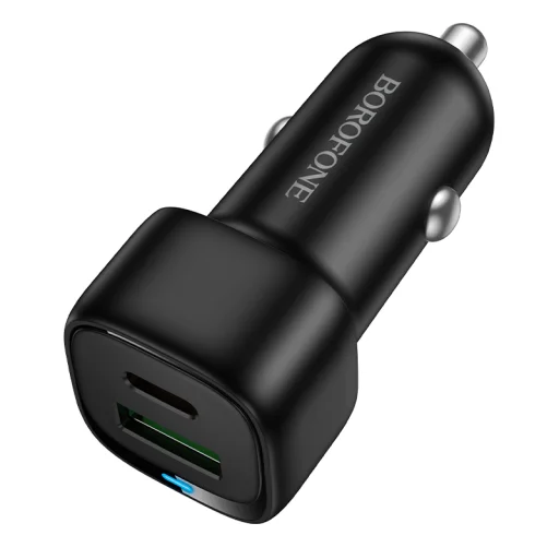 Borofone Autós töltő BZ34B Cloud - USB + Type C - QC 3.0 PD 38W fekete - 2