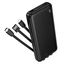Borofone Power Bank 10000mAh BJ79 Clever - USB - Type C és Lightning kábelekkel fekete