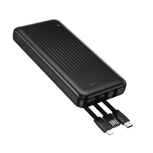 Borofone Power Bank 10000mAh BJ79 Clever - USB - Type C és Lightning kábelekkel fekete - 2