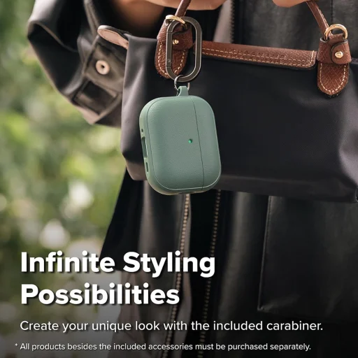 Apple AirPods Pro 3 Ringke Onyx Mágneses Védőtok, Csúszásmentes textúra, Karabiner lyuk - Zsálya zöld tok - 7