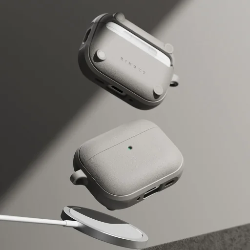 Apple AirPods Pro 3 Meleg Szürke Ringke Onyx Mágneses Védőtok, Csúszásmentes Textúrával, Karabiner Lyukkal tok - 3