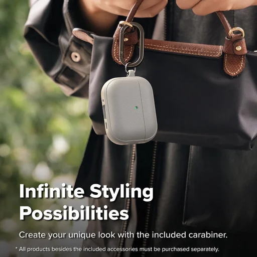 Apple AirPods Pro 3 Meleg Szürke Ringke Onyx Mágneses Védőtok, Csúszásmentes Textúrával, Karabiner Lyukkal tok - 6