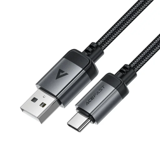 Acefast USB Type-C Adatkábel C20-04, 3A, Gyors Töltés, Hajlításálló, Nylon Fonat, 1,2m - Fekete - 3