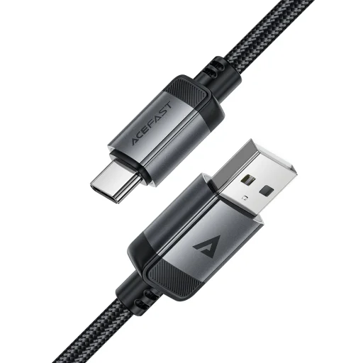 Acefast USB Type-C Adatkábel C20-04, 3A, Gyors Töltés, Hajlításálló, Nylon Fonat, 1,2m - Fekete - 4
