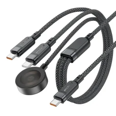  Acefast - Adatkábel (C6-11) - Gyors töltés, 2x Type-C, Vezeték nélküli töltő USB-C-hez, 3 az 1-ben, 100W, 5A, 5W, 480Mb/s, 1.2m - Fekete