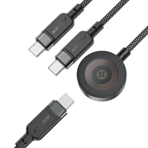  Acefast - Adatkábel (C6-11) - Gyors töltés, 2x Type-C, Vezeték nélküli töltő USB-C-hez, 3 az 1-ben, 100W, 5A, 5W, 480Mb/s, 1.2m - Fekete - 3