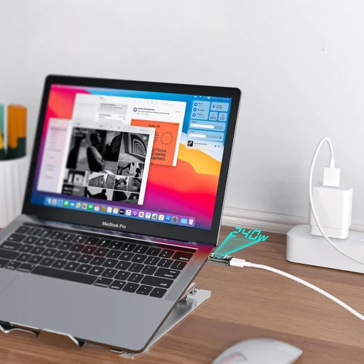 Adapter USB-C Techsuit - DataBoost (A23), LED Digital Display, 40Gbps, 8K@60Hz, PD240W - Szürke - 6